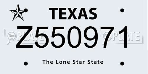 Z550971 Texas License Plate