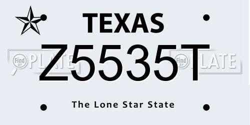 Z5535T Texas License Plate