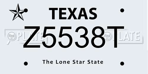 Z5538T Texas License Plate