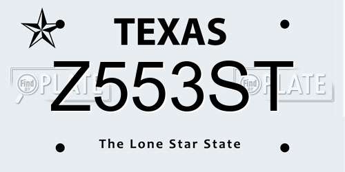 Z553ST Texas License Plate