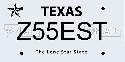 Z55EST Texas License Plate
