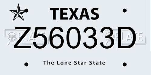 Z56033D Texas License Plate