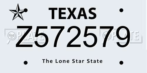 Z572579 Texas License Plate