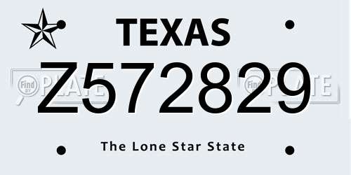 Z572829 Texas License Plate