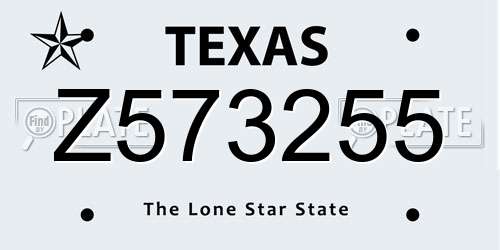 Z573255 Texas License Plate