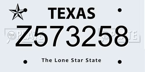 Z573258 Texas License Plate