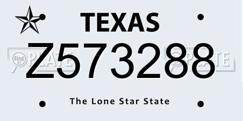 Z573288 Texas License Plate
