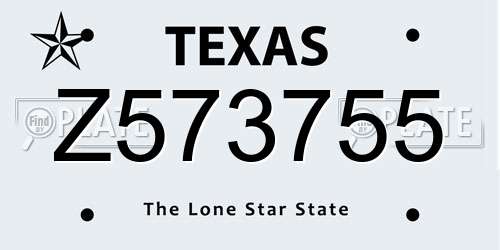 Z573755 Texas License Plate