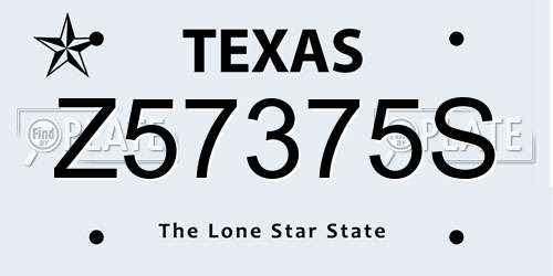 Z57375S Texas License Plate