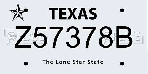 Z57378B Texas License Plate