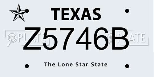 Z5746B Texas License Plate
