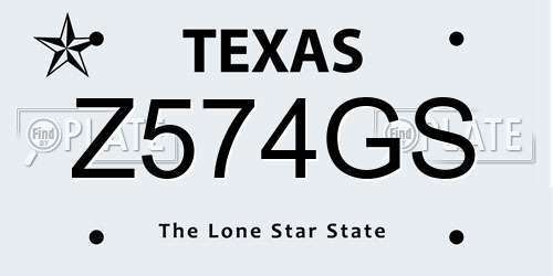 Z574GS Texas License Plate