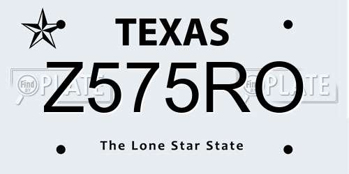 Z575RO Texas License Plate