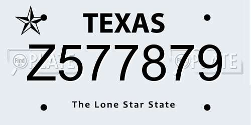 Z577879 Texas License Plate