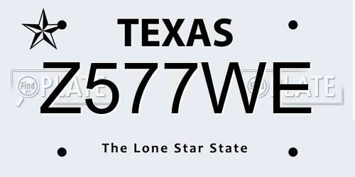 Z577WE Texas License Plate