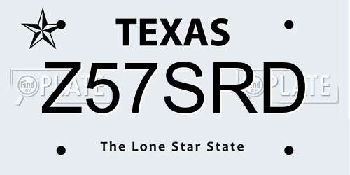 Z57SRD Texas License Plate