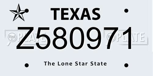 Z580971 Texas License Plate