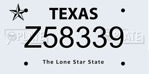 Z58339 Texas License Plate