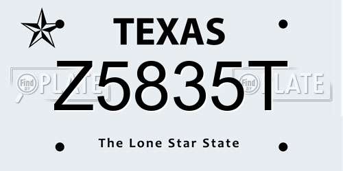 Z5835T Texas License Plate
