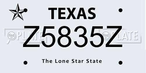 Z5835Z Texas License Plate