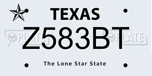 Z583BT Texas License Plate