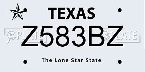 Z583BZ Texas License Plate