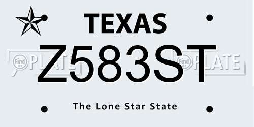 Z583ST Texas License Plate