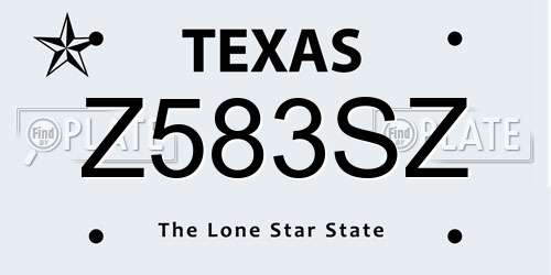 Z583SZ Texas License Plate