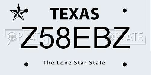 Z58EBZ Texas License Plate