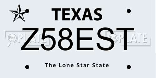 Z58EST Texas License Plate