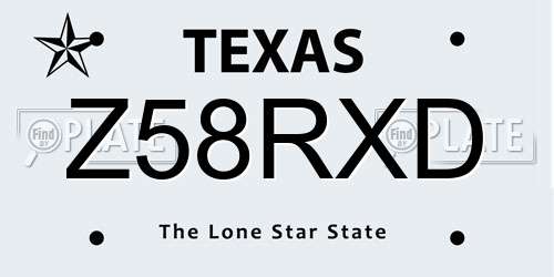 Z58RXD Texas License Plate