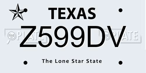 Z599DV Texas License Plate