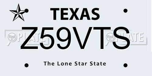 Z59VTS Texas License Plate
