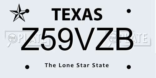 Z59VZB Texas License Plate