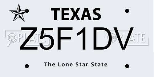 Z5F1DV Texas License Plate