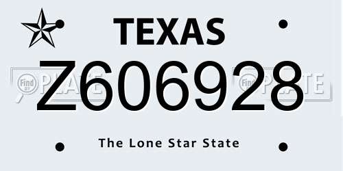 Z606928 Texas License Plate