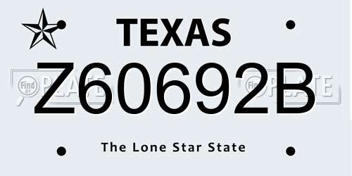 Z60692B Texas License Plate