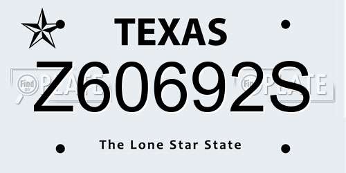 Z60692S Texas License Plate