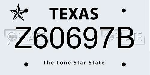 Z60697B Texas License Plate