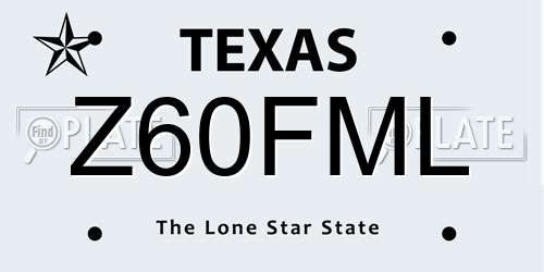 Z60FML Texas License Plate