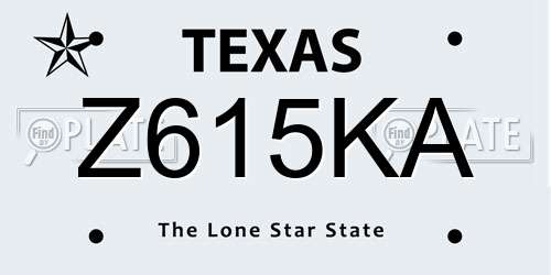 Z615KA Texas License Plate