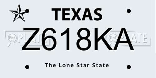 Z618KA Texas License Plate