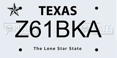 Z61BKA Texas License Plate