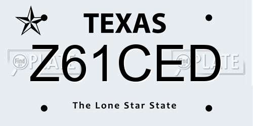 Z61CED Texas License Plate