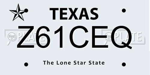 Z61CEQ Texas License Plate