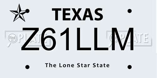 Z61LLM Texas License Plate