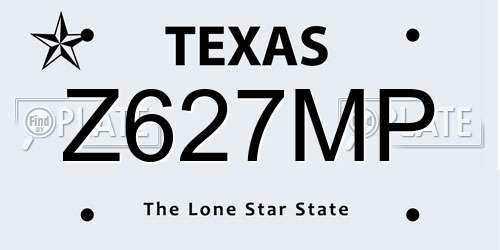Z627MP Texas License Plate