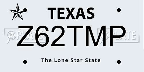 Z62TMP Texas License Plate