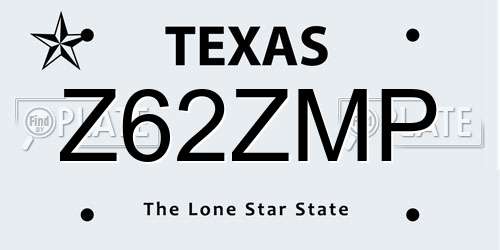 Z62ZMP Texas License Plate