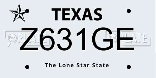 Z631GE Texas License Plate